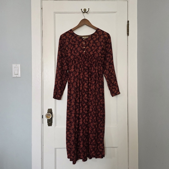 April Cornell Dresses & Skirts - Vintage Pudding Shop by April Cornell Floral Midi-Dress – Size 1 – Brown, Rust